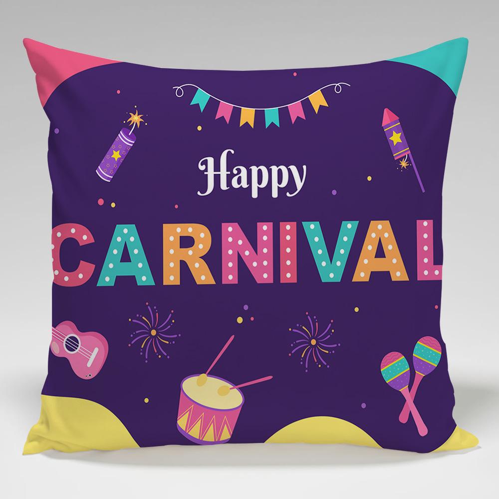 Patterns Of The Brazilian Carnival Throw Pillow Cover With Short Plush Print For Living Room Sofa Decoration Cushion Cover