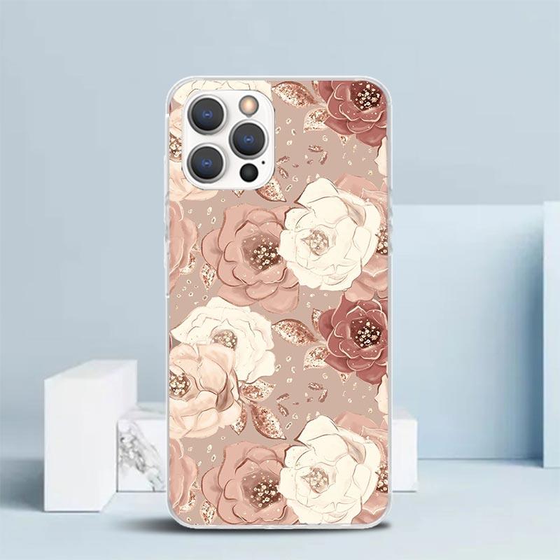 Beautiful Rose Bling Picture Phone Case For IPhone 16 17 Air 16E 15 14 Plus 13 Mini 12 11 Pro Max 7 8 + SE 2020 Soft TPU Back Co