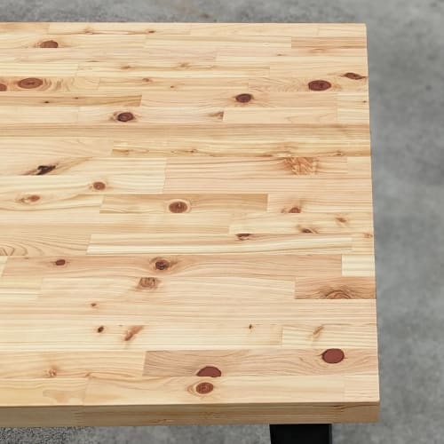 Shimizu Lumber Store: Custom-made Table/desk Top, Cypress Laminated Wood with Knots, 3 X 80 X 120cm, Oiled and Clear.