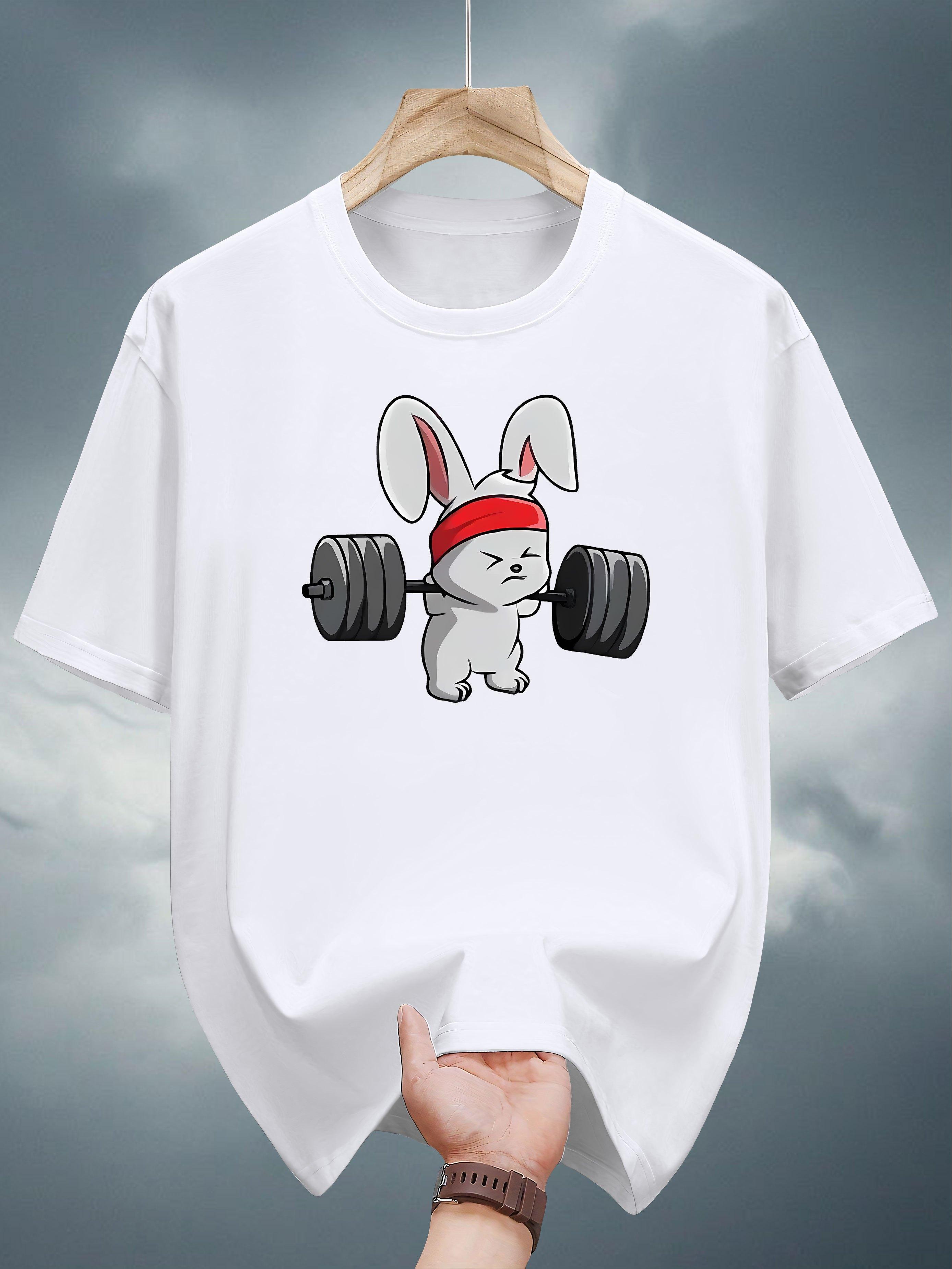 100% Cotton Casual Short Sleeve T-shirt with Cute Bunny Graphic - Lightweight Summer Tee XXXL