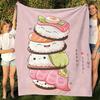 Happy Sushi Asian Influence Flannel printed blanket suitable for all seasons suitable for living room office sofa and travel