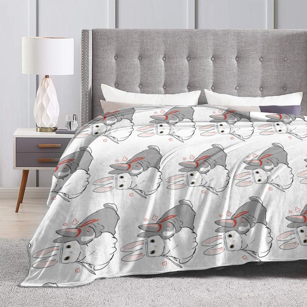 The Untamed MDZS Wangxian Bunnies Blanket Flannel Printed Mo Dao Zu Shi Portable Ultra-Soft Throw Blanket for Sofa Travel Quilt