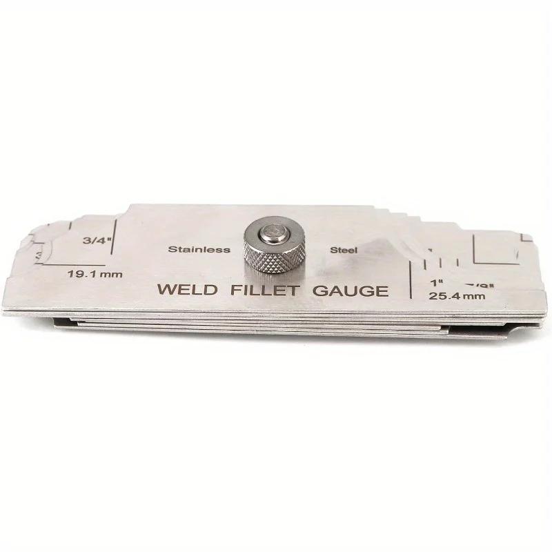 1 sada Nerezová sada měřidel pro koutové svary Fillet Weld Set Gage Rl Gauge 1/8''-1'' Svařovací inspekční test Unlar Metrické a palcové Přesné 7ks