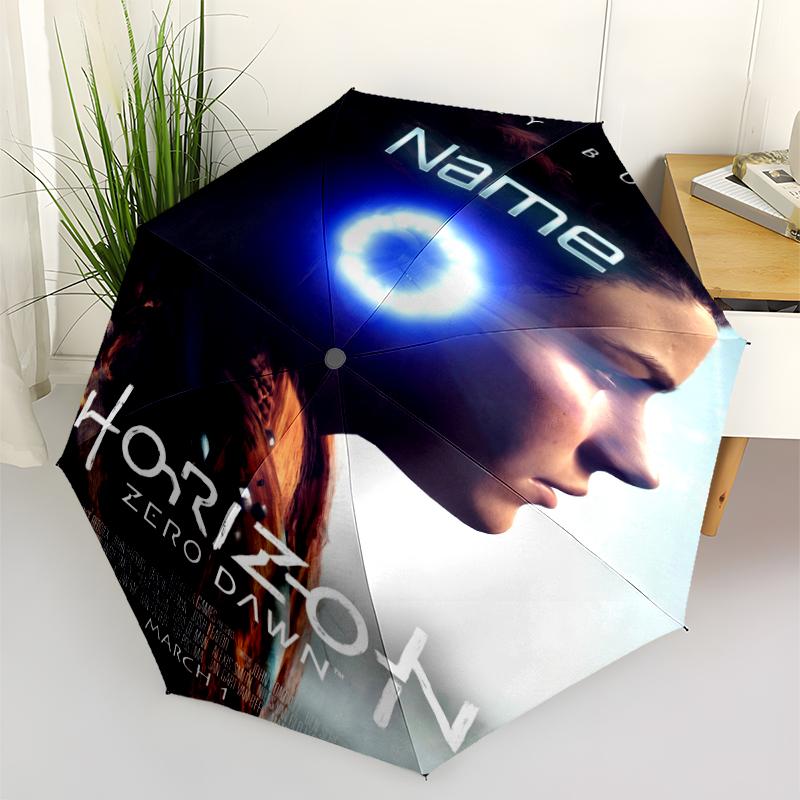 Custom Name Horizon Theme Automatic Umbrella, Lightweight & Portable, 8 Rib, Perfect for Outdoor Travel, Birthdays, Christmas, Gifts.