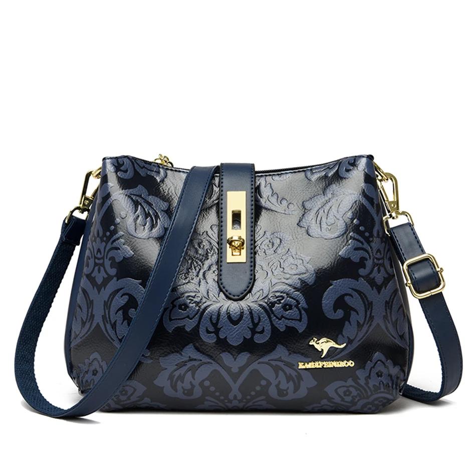 Women's leather crossbody bags 3 layers casual shoulder bags luxury designer high quality
