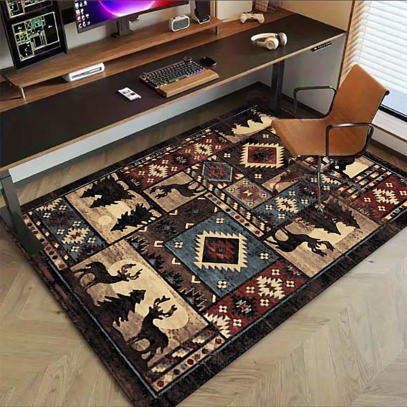 1PC Bear Deer Non-Slip Floor Carpet Compatible for Office&Living Room&Bedroom&Dining room - Flat-Weave Machine-W234