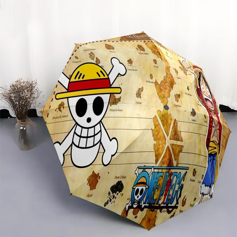 1 PC Automatic Folding Umbrella - One Piece Monkey D Luffy Pattern Portable Foldable Design With 8 Ribs Christmas Birthday Gifts