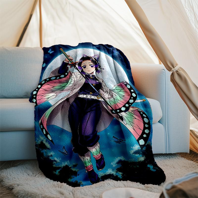 Demon Slayer Shinobu Kocho Printed Throw Blanket—soft,warm;versatile Blanket for All Seasons—perfect As &air-conditioning Throw,nap Blanket