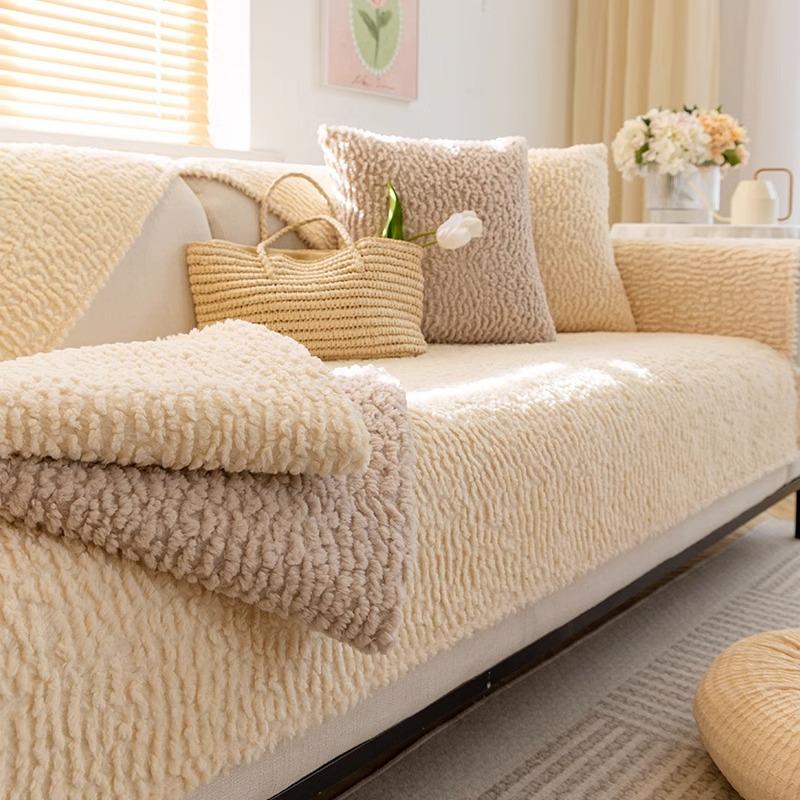 Tykk plysj Sofa Pute Vinter Varme Sofaer Matte Håndkle Anti-skli Universal Sofatrekk Kjæledyr Barn Myk Sofa Teppe Stue