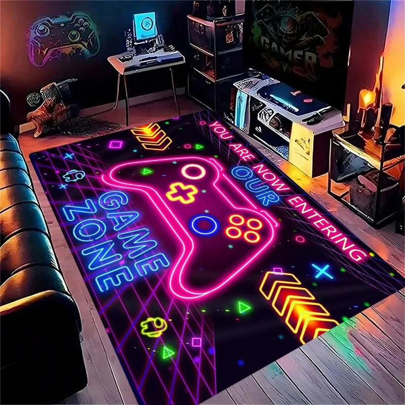 Gaming for Boys Room Gamer Casual Carpet with Controller Design Rug for Game Room Bedroom Decor Machine Washab Mat
