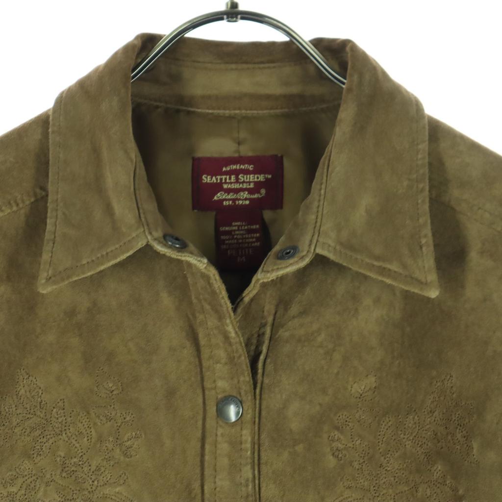 Eddie Bauer Long sleeve suede leather jacket M Brown Women Used