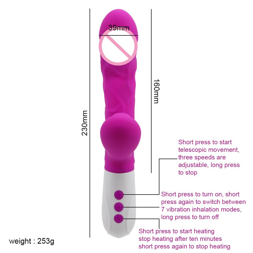 Powerful Rabbit Dildo Thrusting Vibrator Heat Up Sucking Vibrating G-spot Vagina Clitoris Stimulation Massager Silicone Sex Toys