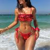 Women Solid Sequined Strappy Backless Two Piece Bikini Swimsuit