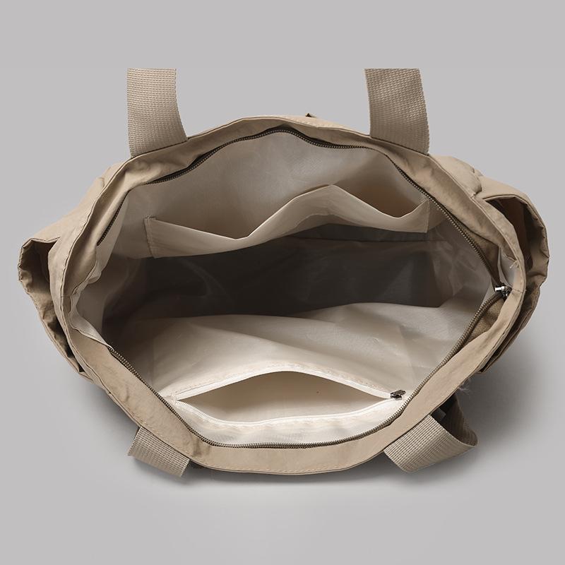 Literary and artistic versatile shoulder bag, simple solid color casual handbag, nylon bag, large capacity class commuter bag