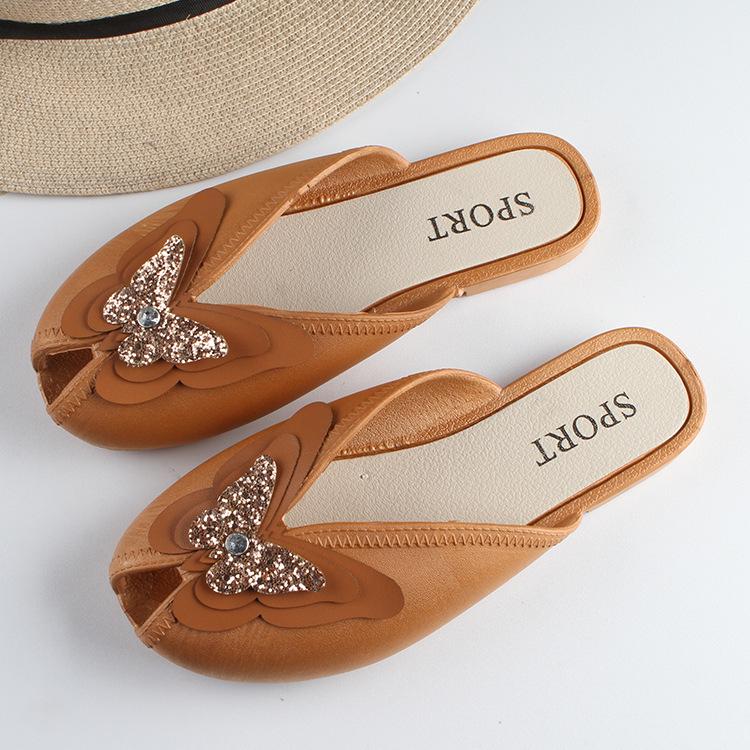 Yuzhihao Summer Butterfly Flat Women s Closed Toe Outdoor Slippers with Single Strap 39