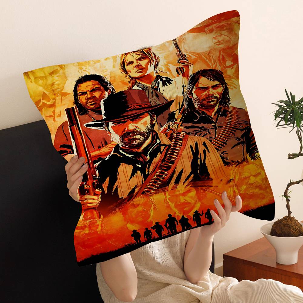 Spel R-Red Dead Redemption Rdr Kussenslopen Cartoon Bank Decoratief Huis Dubbelzijdig Bedrukken Kort Pluche Schattige Kussenhoes