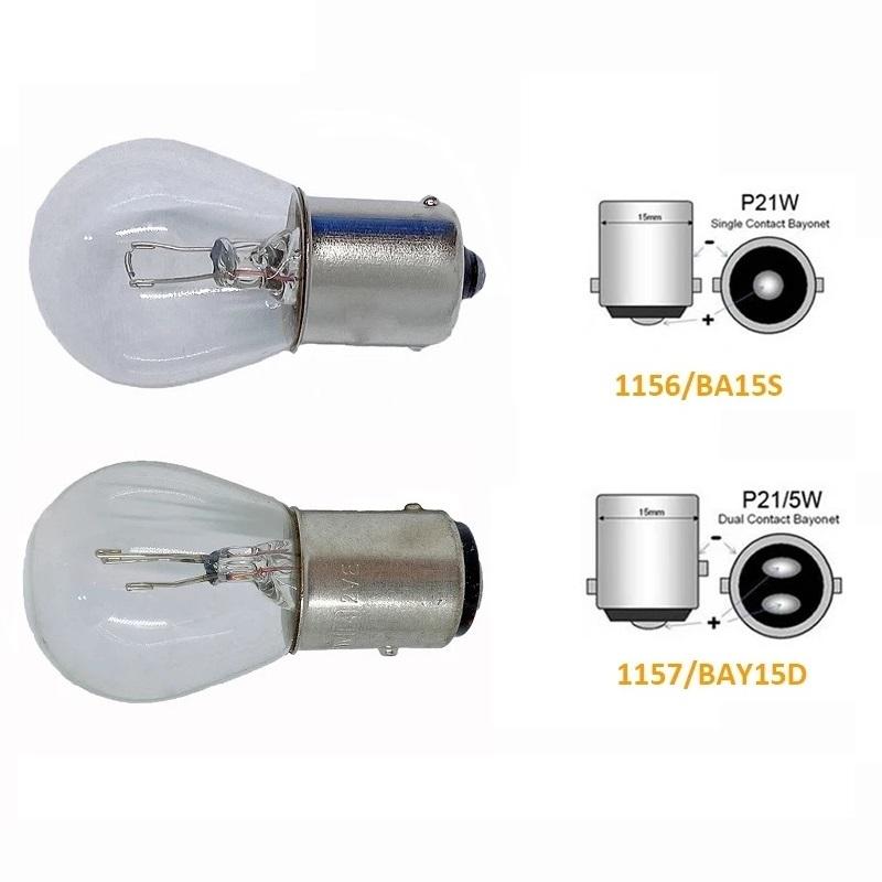 10Pcs S25 P21W P21/5W BAY15D BA15S 1156 1157 12V 21W 12V 21/5W Car Halogen Turn Singal Light Reverse Lamp Stop Bulb