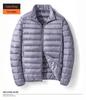 Men's 2025 Lightweight Warm White Duck Down Jacket with Stand Collar