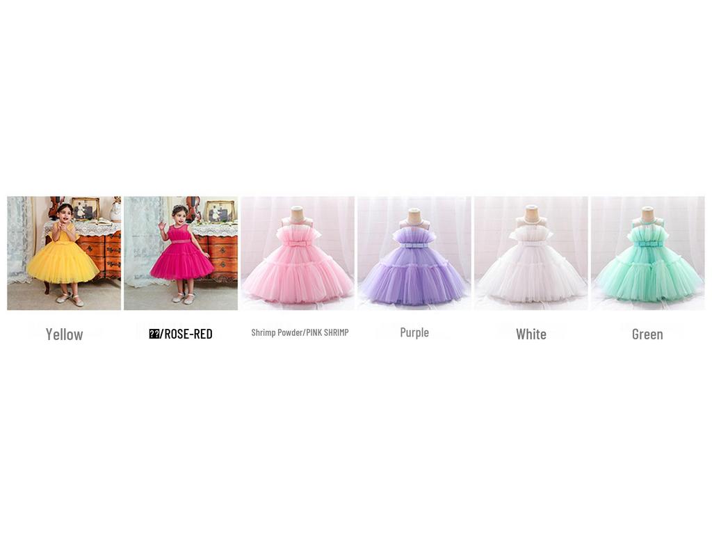 2024 Girls' European & American Puffy Tulle Birthday Princess Dress