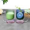 Clear Glass Cup with Base and Handle Floating Design Heat Resistant Ergonomic Coffee Mug Drinking Cup Household Use