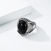 Vintage Punk Black Stone Titanium Steel Ring for Men – American Biker Hardcore Style Unique Personality Hip Hop Jewelry Accessories