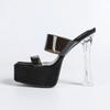 MCLUBGIRL  Summer Wear Crystal Cool Slippers Thick-soled Waterproof Table Transparent Word With High-heeled Sandals LFD-3640-5