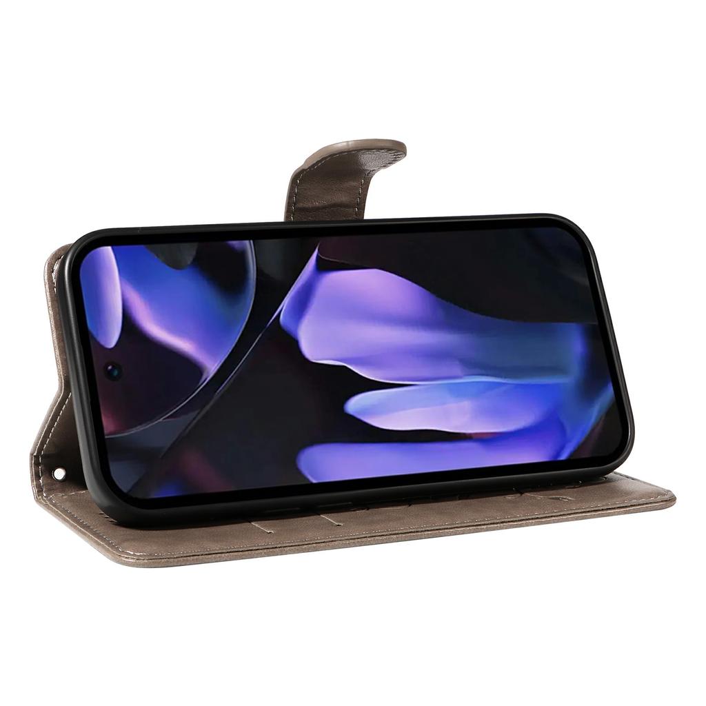 For Google Pixel 9a PU Leather Cases Flower Pattern Wallet Stand Phone Cover with Strap