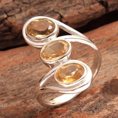 Zitrin Ring, Damenring, 925 Sterlingsilber Handgefertigter Schmuck, Silberring, Statement-Schmuck, Geschenk für Sie