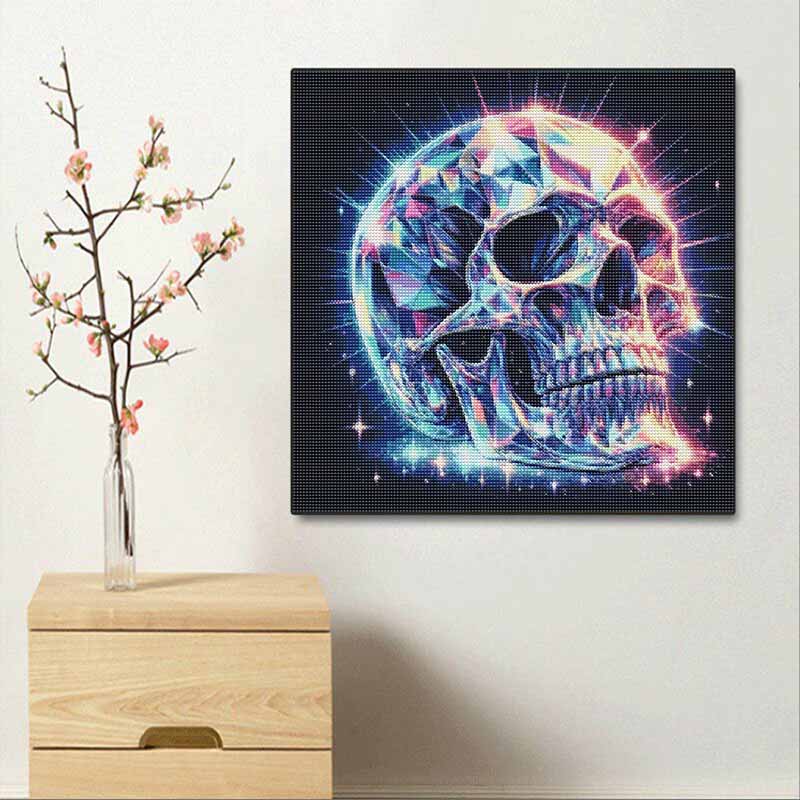 Diamond Painting Kit Colorful Cosmic Crystal Skull Pattern DIY Full Drill Canvas Art Relaxing Handmade Gift for Craft Lovers