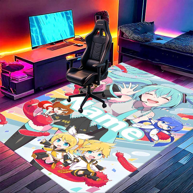 Custom Name Personalized Hatsune Miku Print Carpet, Versatile Home Decor Rug, for Playroom, Apartment, Balcony, Entryway, Hallway Gift