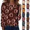 Women's Long Sleeve Casual Pullover Sweatshirt Halloween Printed Crewneck Top Lightweight Comfortable Fit for Everyday Wear