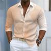 Men's Shirt Gradient Striped Long Sleeved Shirt Casual Business Collar Shirt Spring and Autumn New Trend Men's Top