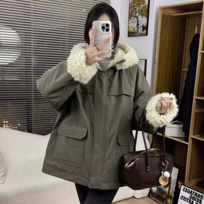 Womens Warm Hooded Short Cotton Puffer Jacket Winter 2026 Loose Fit Casual Coat Students