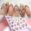 5D Nail Stickers Glitter Golden Dasiy Flowers Geometric Lines Decor Acrylic Embossed Sliders Golden Frame Spring Nail Decals Cherry Blossom Manicure