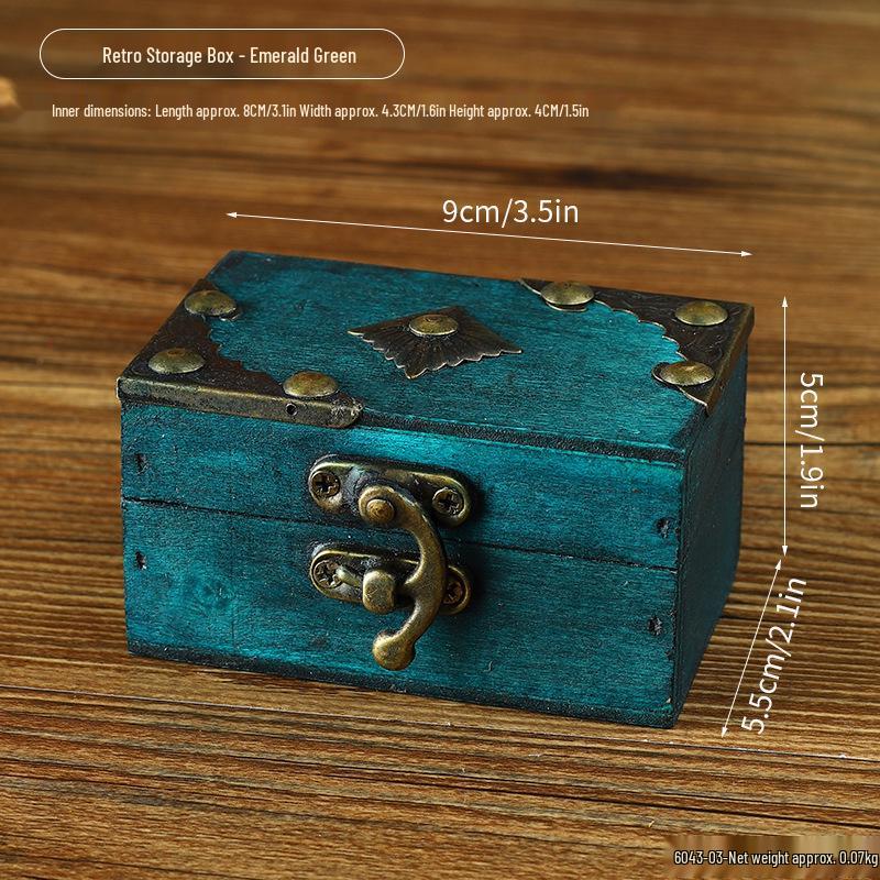 Retro Multi-Color Wooden Jewelry Box: Home Ornament & Escape Room Prop