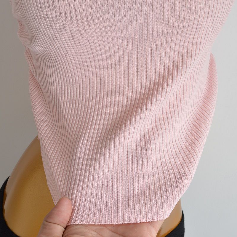 Summer Pure Color U Collar Pullover Ice Silk Knitting Bottoming Shirt Women's Waist-Tight Slim Looking Ruched Flying Sleeve T-shirt Tops