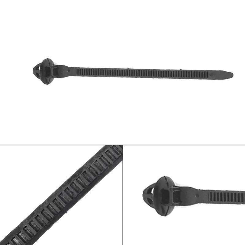 50x Schwarze Anhänger-Kabelbinder mit Klettverschluss, Drucknieten, Clips mit Verriegelungstyp, Bindeblech, Nylon-Kabelbinder, Auto-Befestigungsbinder, Universalklemmen