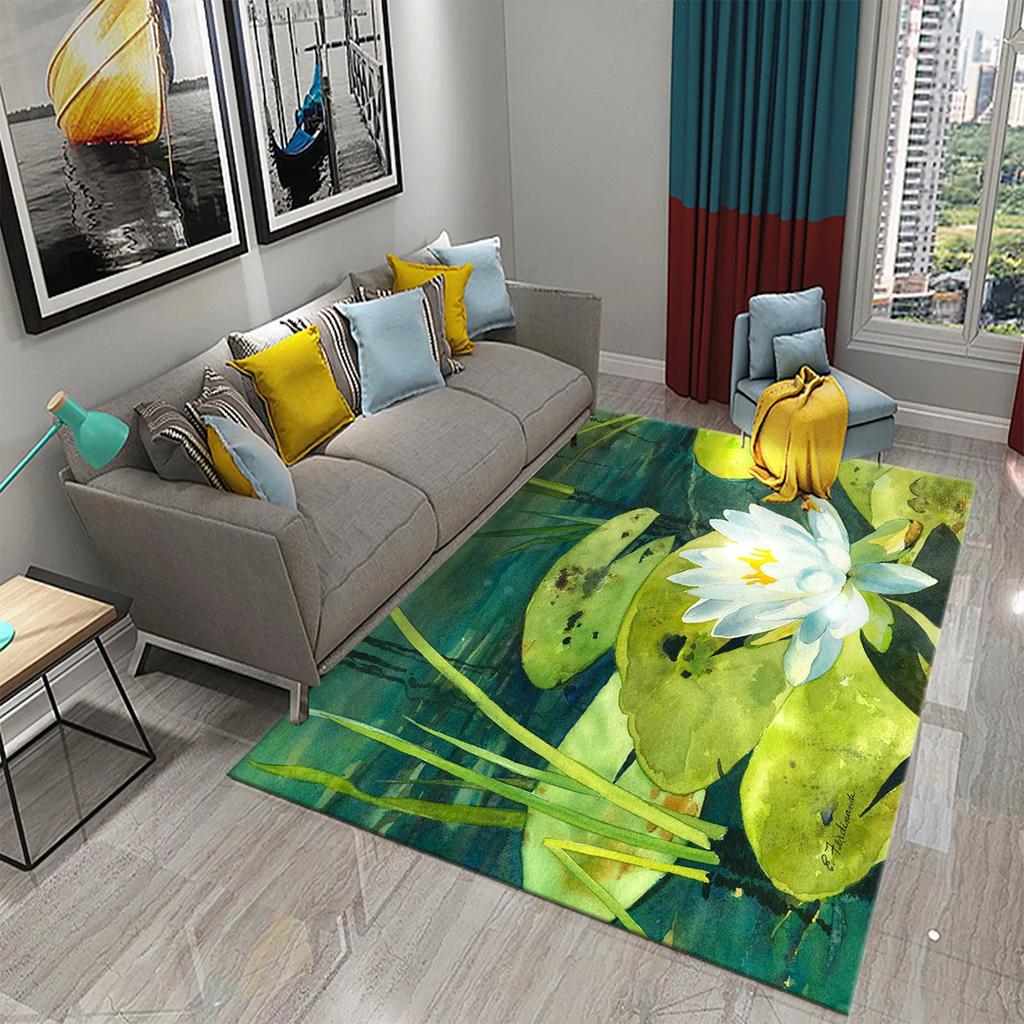 3D Water Lily Abstract Oil Painting Carpet for Bathroom Kitchen Anti-slip Doormat Rug Carpet Bedroom Living Room Decor Floor Rug