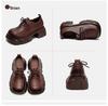 Shanghai Retro Platform Thick Sole Lace-Up Women's Loafers - Versatile, Fashionable, Height Increasing Cowhide Shoes