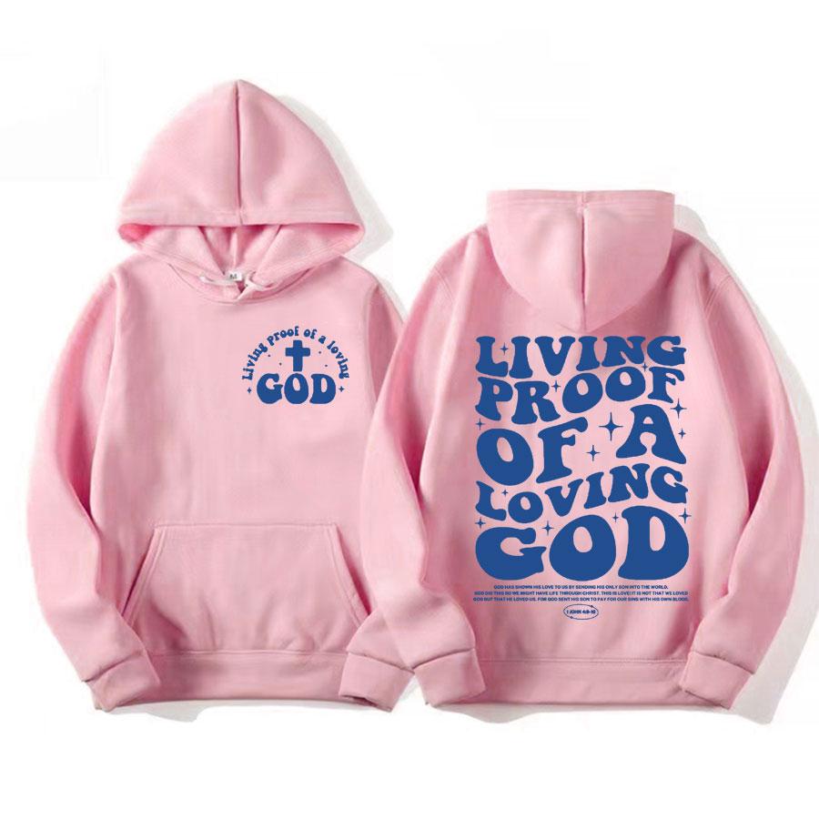 Damen Ästhetische Christliche Bekleidung Braun Jesus Herren Hoodies Lebender Beweis für einen liebenden Gott Aufdruck Kapuzenpullover Sweatshirts