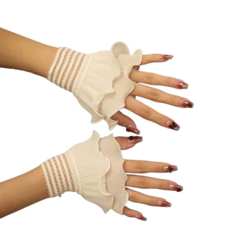 Faux Sleeves Decorative Trumpet Sleeves for Sweater Ruffle Bowknot Lace False Sleeves Cuff Extension Sweet Wrist Cuffs
