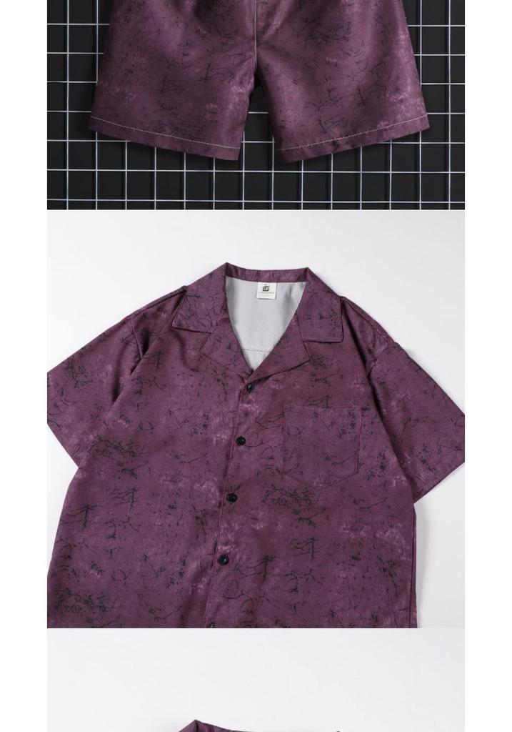 Set Camicia Hawaiana Floreale Retro da Uomo e Pantaloncini - Estivo Loose Fit Due Pezzi
