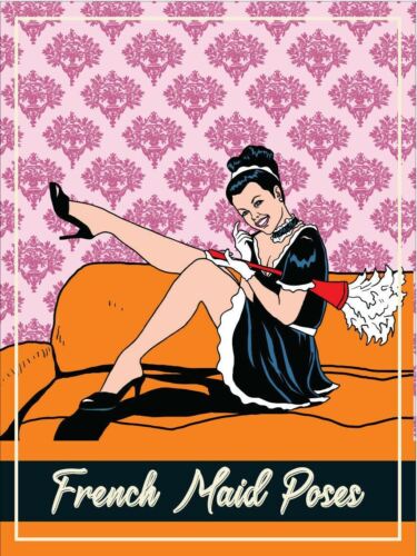 

Metal plaque vintage retro style French Maid Poses Classic tin door signAluminum 20x30cm（7.8x11.8inch）