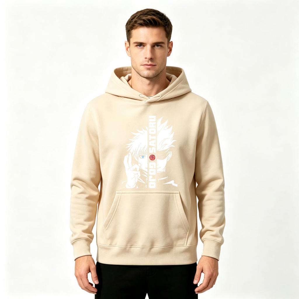 Men Anime Satoru Gojo Print Pullover Hoodie Casual Long Sleeve Sweatshirt for Adults