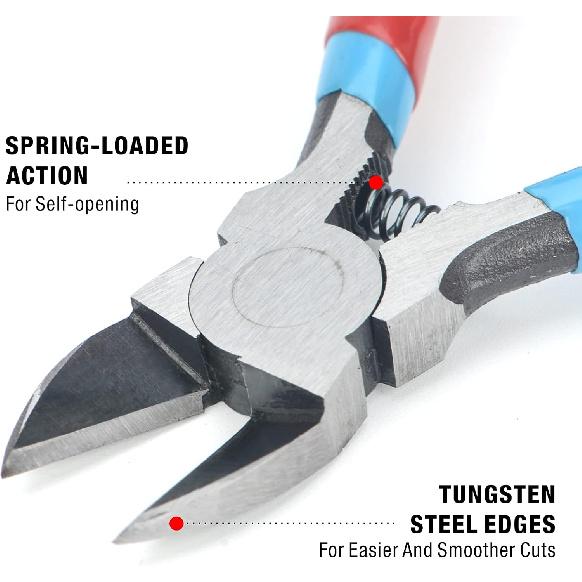 iCrimp PL2100 Diagonal Flush Cutter, 5-Inch Side Cutting Pliers, Electronics Pliers with Pointed Nose for Reeled Terminals, Soft Wires, Electronics,