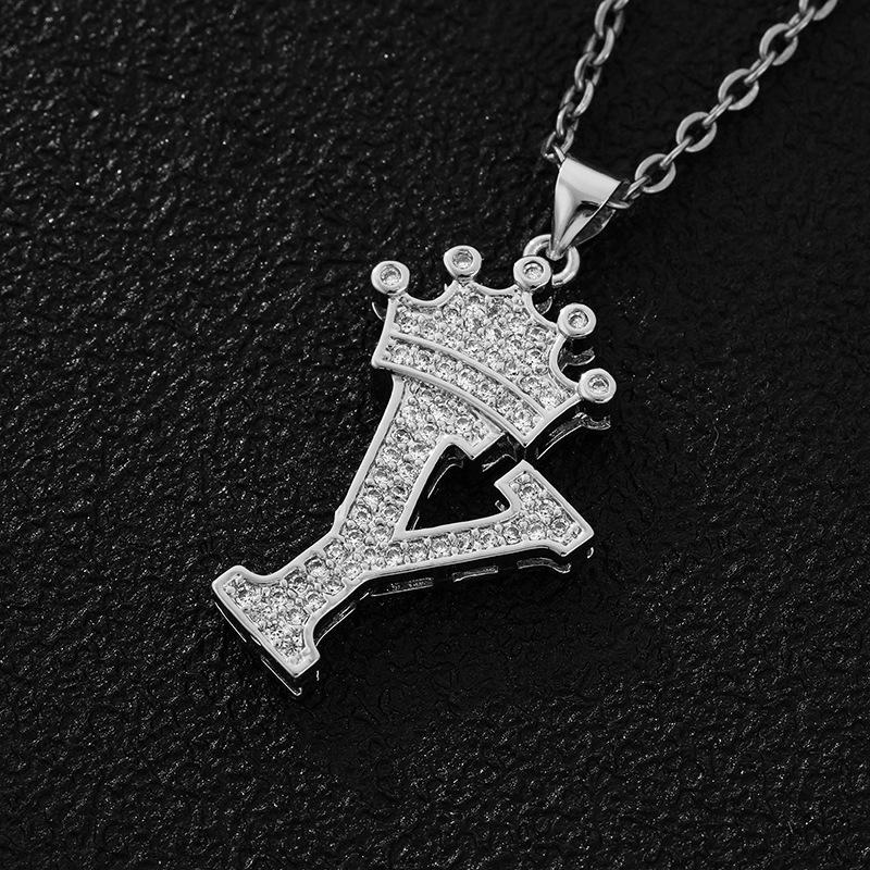 Fashion Luxury A-Z Crown Alphabet Pendant Chain Necklace Punk Style Lucky Initial Name  Best Party Wedding Birthday Gift
