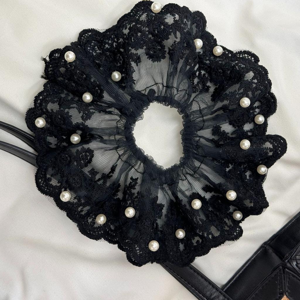 Velká elastická čelenka doplňky pro ženy dívky kravata gumička korejská scrunchie Designová perlová populární kpop vedoucí móda