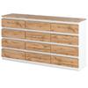 Kommode 12 Schubladen Schrank "HIT" 84 Mattweiß / Wotan Eiche