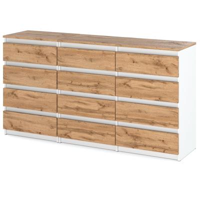 Chest of Drawers 12 Drawers Cabinet "HIT" 84 Matt White / Wotan Oak