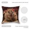 Funny Hamster Meme Cute Cushion Cover Anti-dustmite Pillowcase Invisible Zipper Silky Short Plush Sofa Cushion Cover